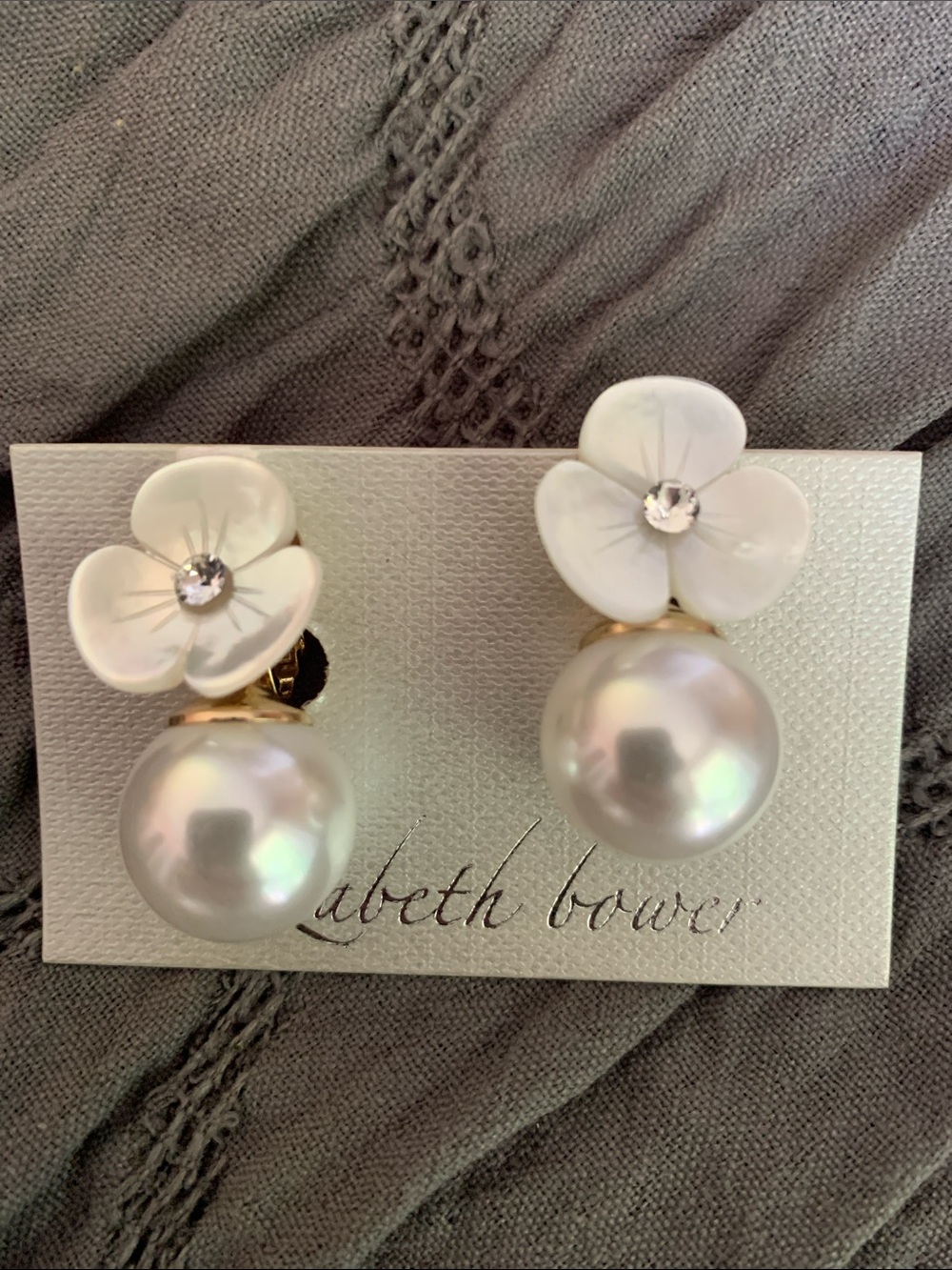 J.Elizabeth White Floral Pearl Drop Earrings